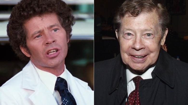 Split image of Lou Wagner in "CHiPs" on the left and smiling at the Hollywood Autograph Show in 2019 on the right.