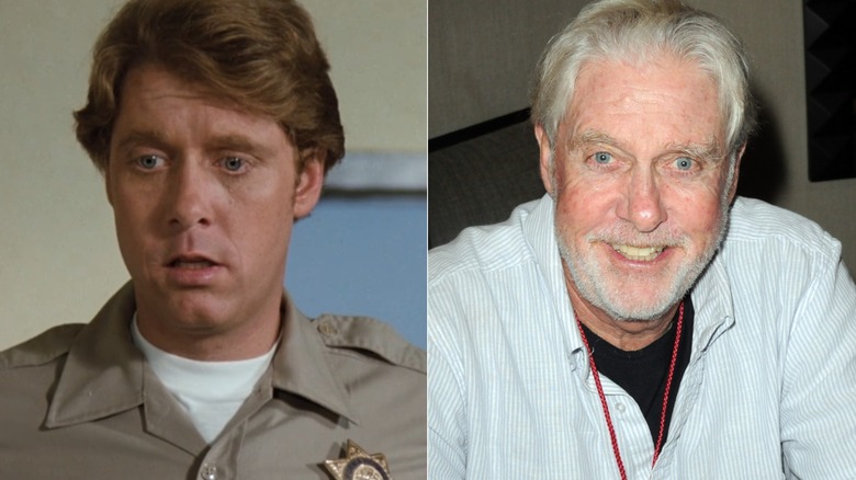 Split image of Paul Linke in "CHiPs" on the left and smiling at The Hollywood Show in 2014 on the right.