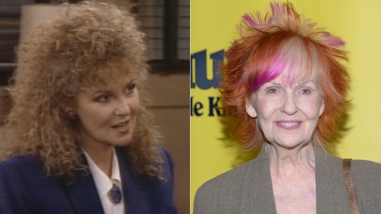 A split image of Shelley Fabares. The first shows her in the second epsiode of Coach. The second is from 2018