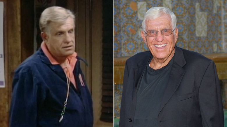 A split image of Jerry Van Dyke. The first shows him in the pilot epiode of Coach. The second shows Van Dyke in 2007.