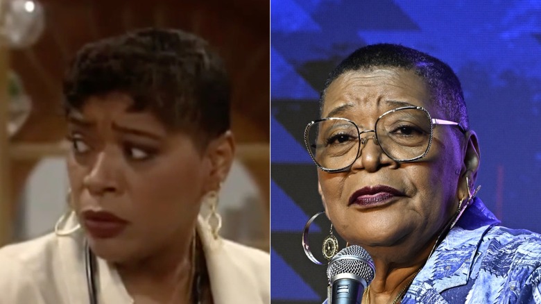 Split image of Marsha Warfield in Empty Nest and in 2025