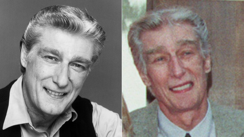 Split image of Richard Mulligan in a publicity photo for Empty Nest and in 1989
