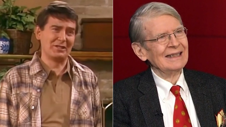Split image of William Bogert acting in Small Wonder and smiling decades later.