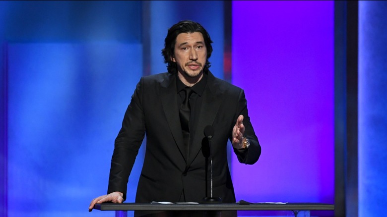 Adam Driver giving a speech in 2025