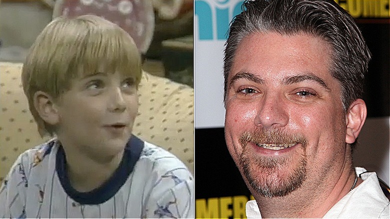 Split photo of Jeremy Miller as Ben Seaver on "Growing Pains" versus attending "The Comeback Kids" special screening