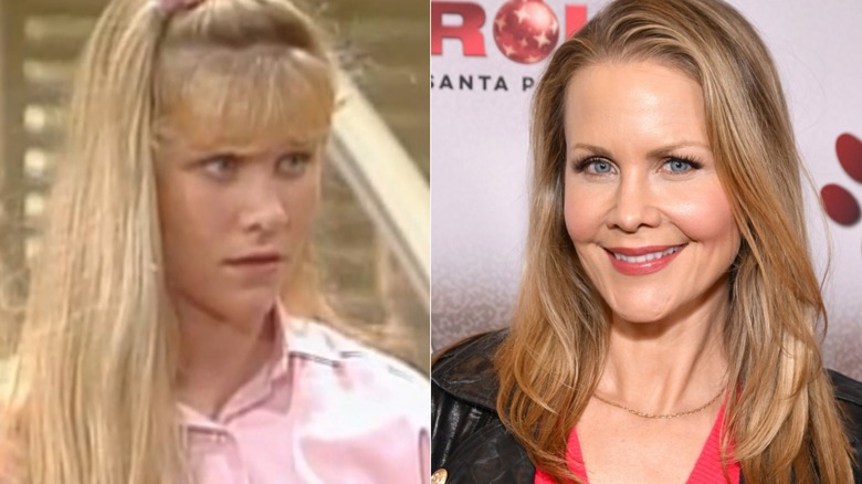 Split image of Josie Davis in "Charles in Charge" and smiling at the "Dog Patrol: Operation Santa Paws" 2025 premiere