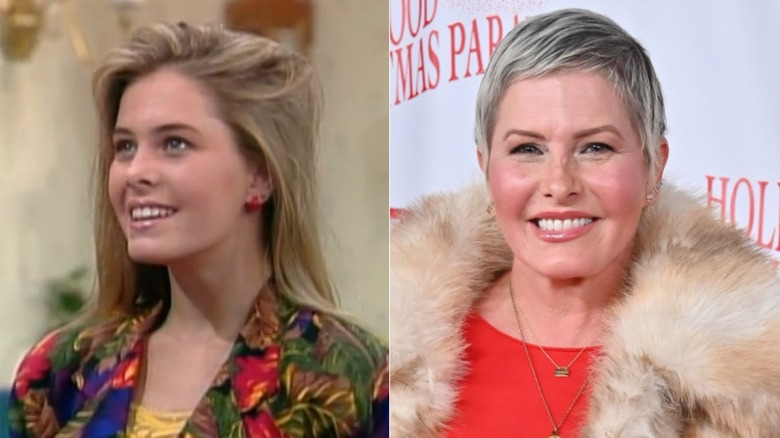 Split image of Nicole Eggert in "Charles in Charge" and smiling at the Hollywood Christmas Parade in 2024