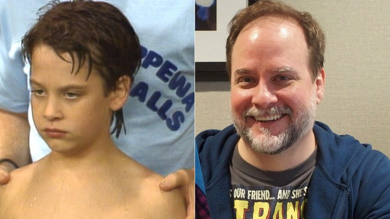 Split image of Brice Beckham acting on "Mr. Belvedere" as a kid and smiling as an adult.