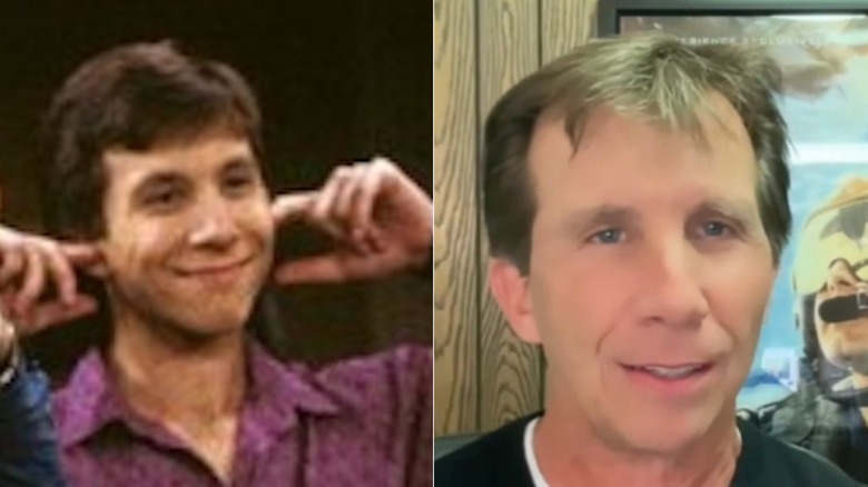 Split image of Rob Stone acting on Mr. Belvedere and smiling in an interview in later years.