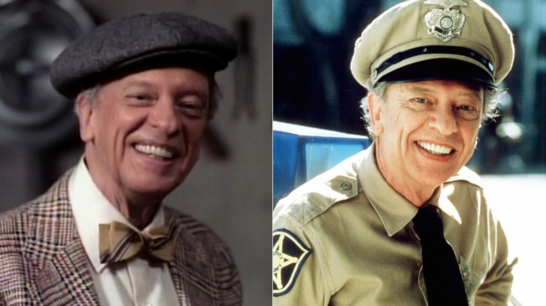 Split photo of Don Knotts in "Matlock" and Don Knotts on set of "The Andy Griffith Show" in 1965