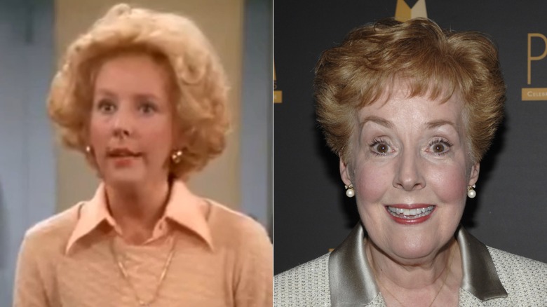 Split photo of Georgia Engel on "The Mary Tyler Moore Show" and smiling at the 2015 Prism Awards