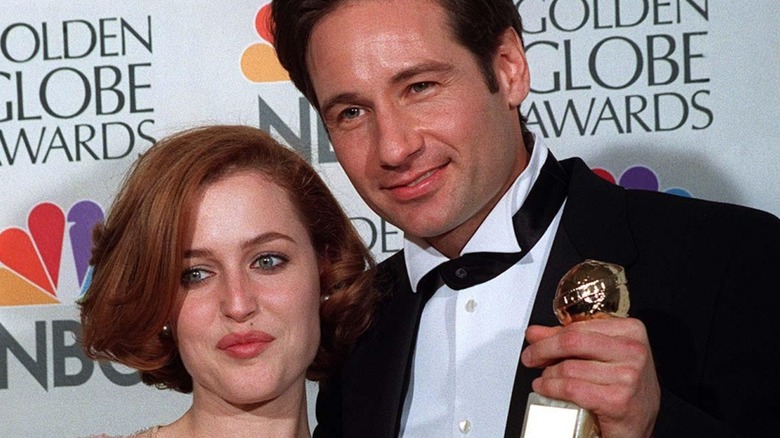 Duchovny and Anderson smiling