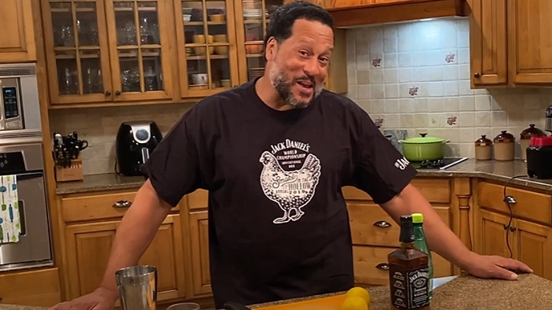 Pat Neely preparing a cocktail with Jack Daniels