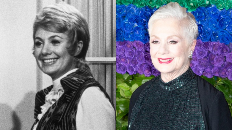 Split image of Shirley Jones on "The Partridge Family" vs. in 2019