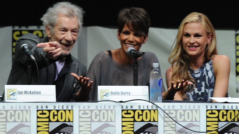 Ian McKellen, Halle Berry, and Anna Paquin during the "X-Men: Days of Future Past" panel at the 2014 San Diego Comic Con