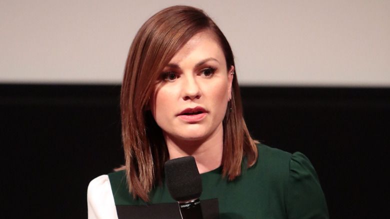 Anna Paquin speaking at a panel for the premiere of 2017's "Alias Grace"