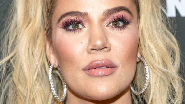 Khloé Kardashian close up with blonde hair
