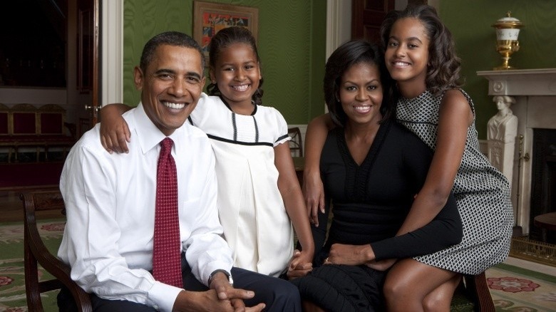 Obama family Barack, Sasha, Michelle, Malia