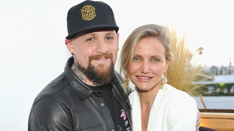 Cameron Diaz and Benji Madden smiling