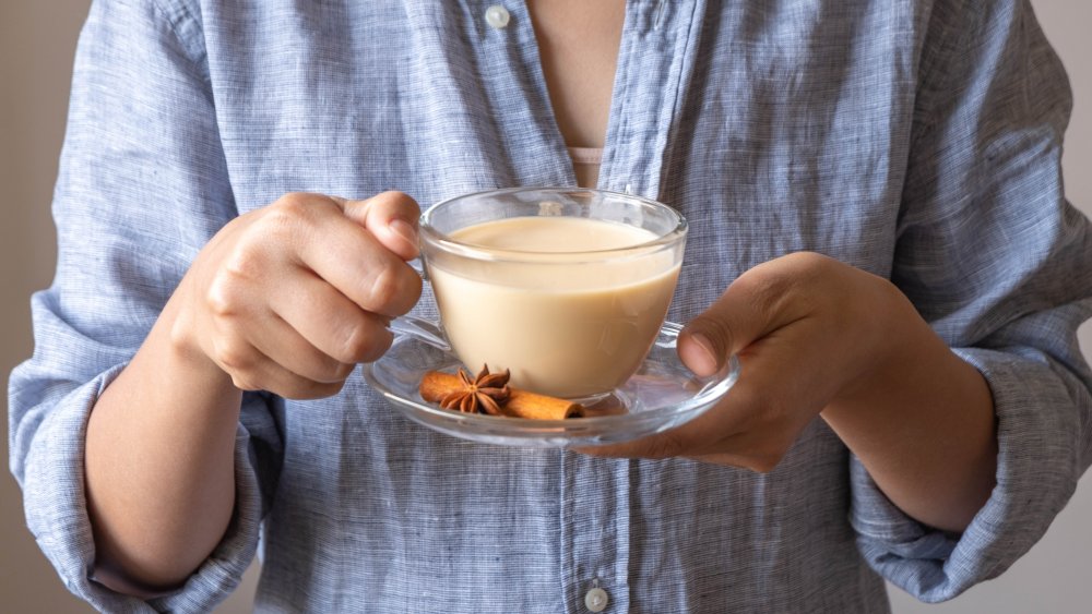 woman drinking chai tea