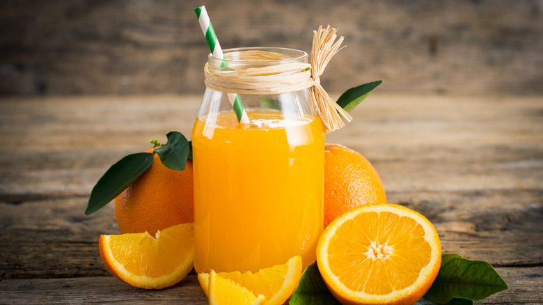 a jar of orange juice