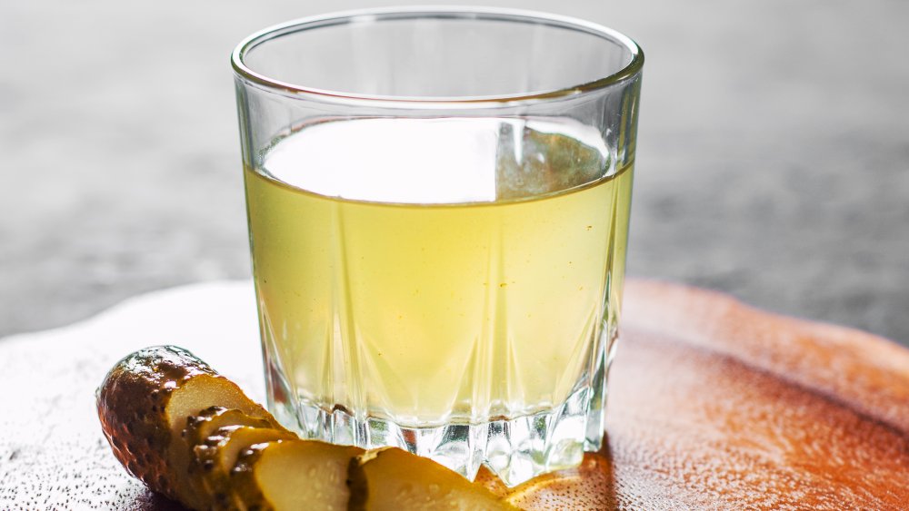 Glass of pickle juice