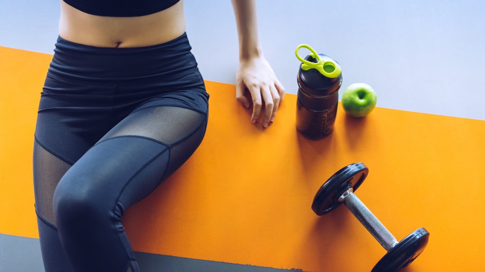 Woman drinking a protein shake