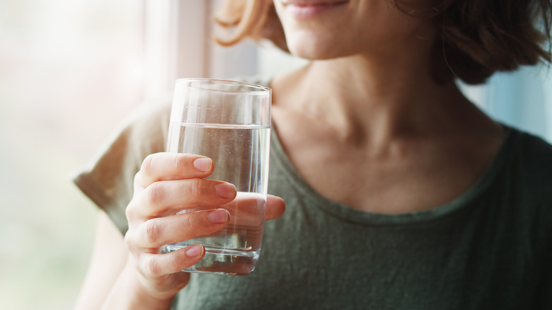 woman drinking water