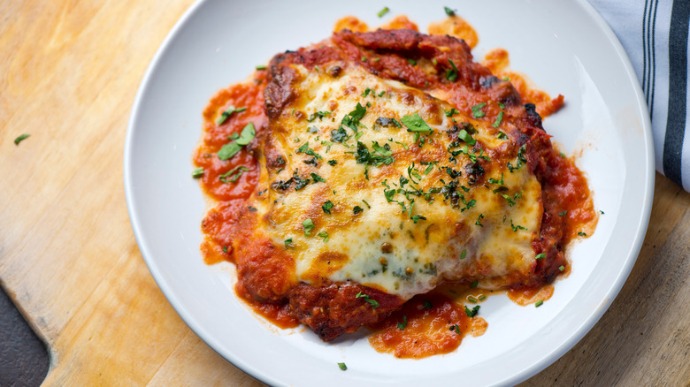 Chicken parmesan on a plate