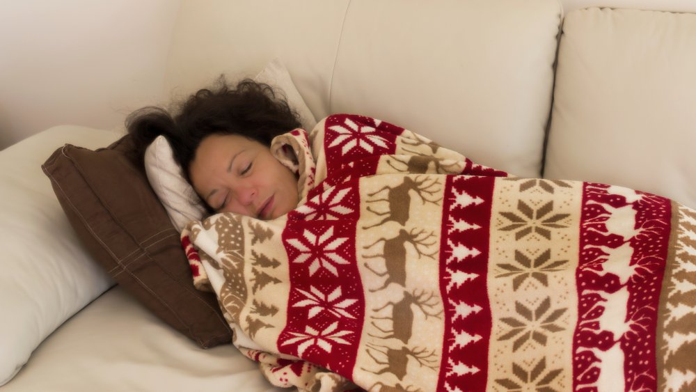 woman napping on the couch