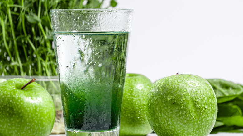 Glass of water with chlorophyll