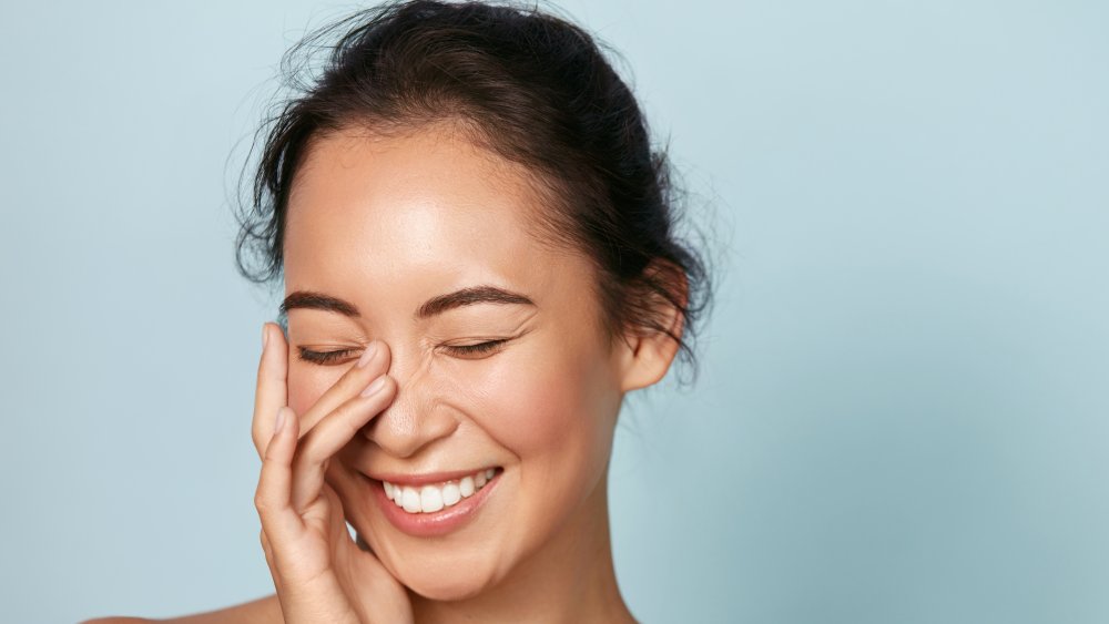 Smiling woman with a clean face