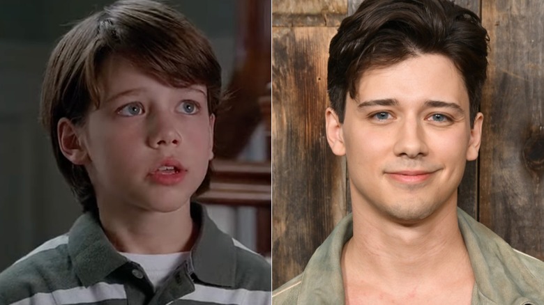 Split image of Uriah Shelton in "The Nanny Express" and at an event in 2025