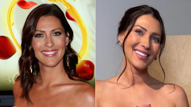 Split image of Becca Kufrin in 2018 and in 2026