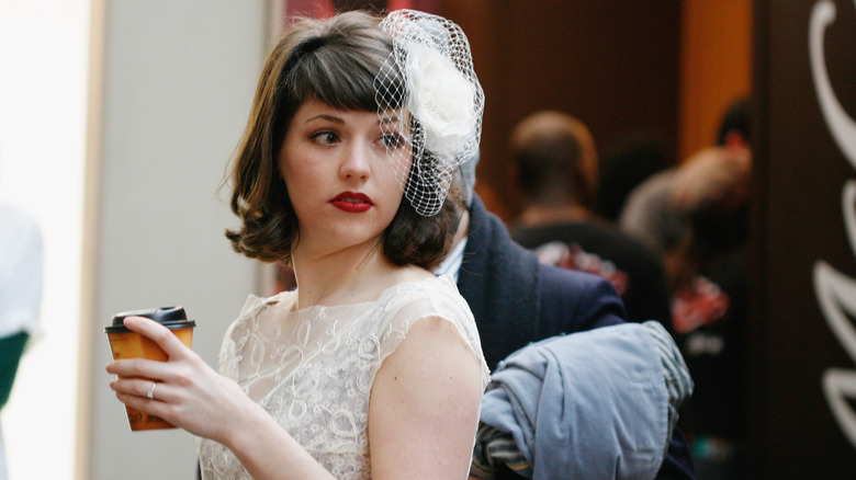 Kenley Collins with a McDonalds' McCafe at Mercedes-Benz Fashion Week