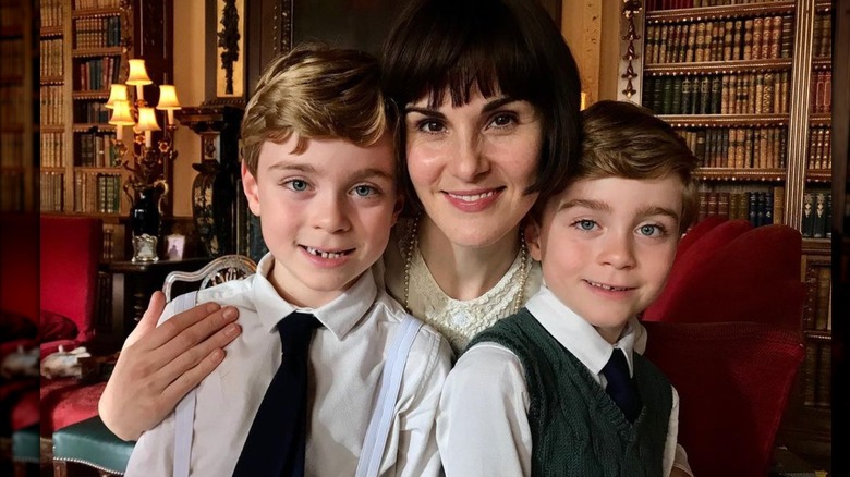 Oliver and Zac Barker with Michelle Dockery 