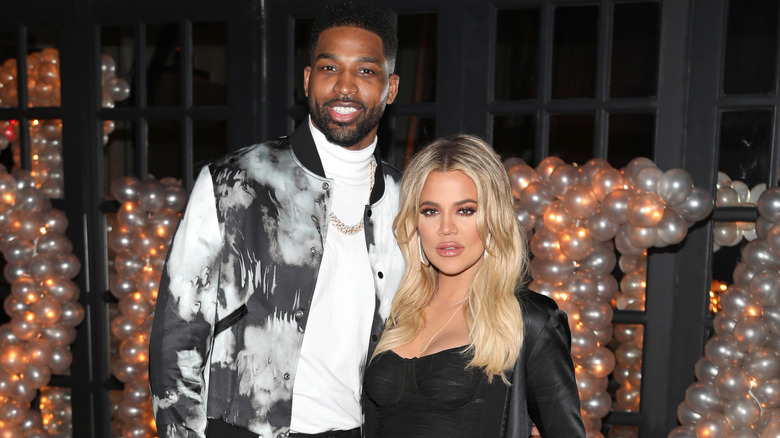 Khloé Kardashian and Tristan Thompson posing together