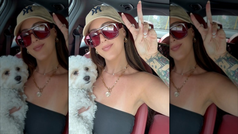 A screenshot from an Instagram post of Chelsea Blackwell and her dog