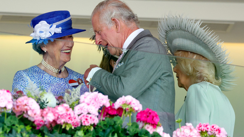 Lady Susan Hussey laughing with Prince Charles at Ascot in 2023
