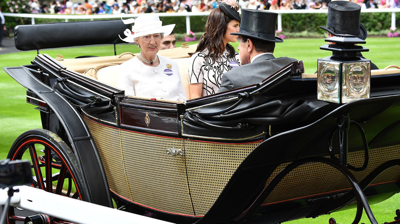 Lady Susan Hussey in a carriage at the Royal Ascot