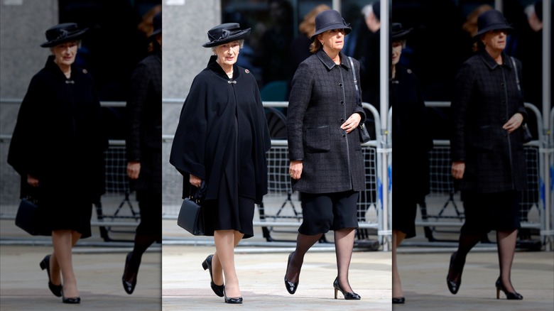 Lady Susan Hussey walking alongside Lady Katharine Brooke