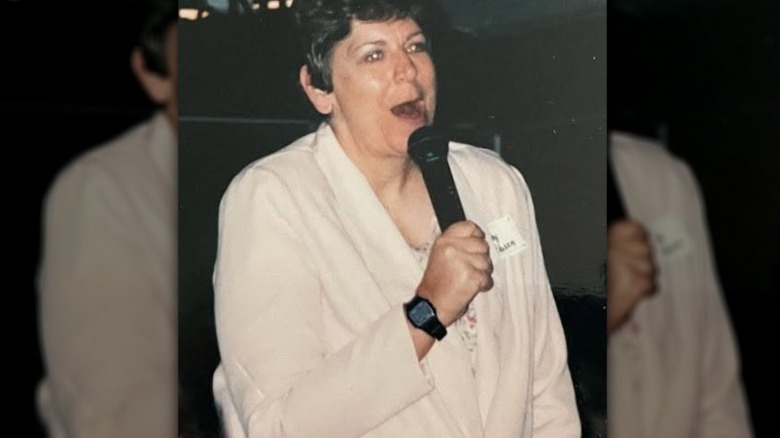 Buddy Ebsen's daughter Cathy Ebsen speaking in microphone