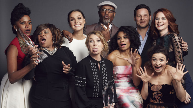 cast members of Grey's Anatomy being goofy