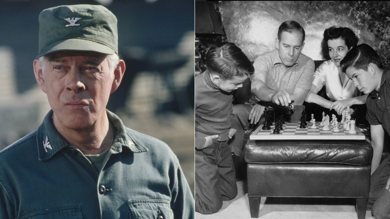 Split of Harry Morgan on MASH and playing chess with his wife Eileen and two of their sons