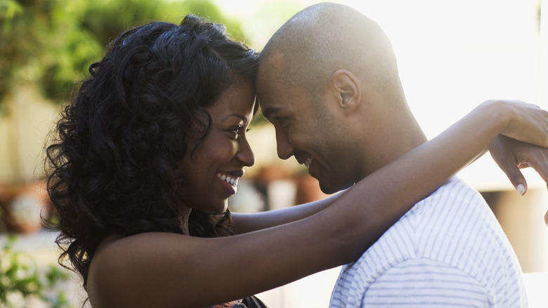 man and woman gazing at each other