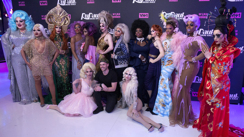 RuPaul's Drag Race queens pose on the red carpet