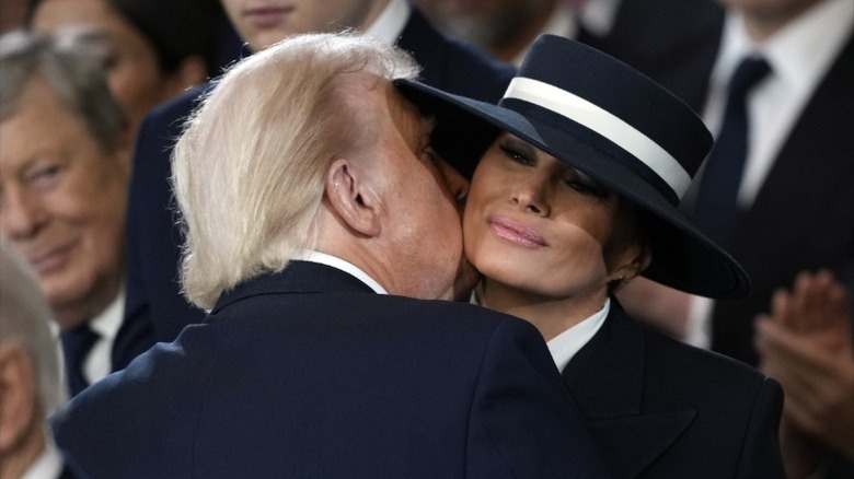 Donald Trump kisses Melania Trump at his inauguration ceremony in Washington, DC (2025)