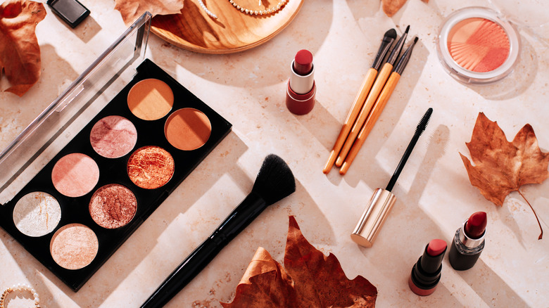 Makeup products on a table