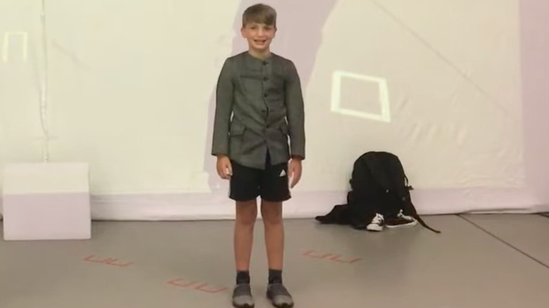 Aran Murphy on stage rehearsing for the role of Hamnet