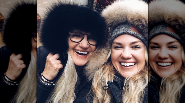 Erika Kirk smiling with her mom, Lori Frantzve
